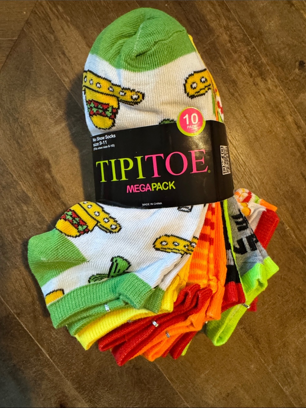 TipiToe UniSex No-Show Socks - 10 Pack MULTICOLOR Fun Prints NEW